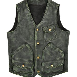 Lester Distressed Leather Vest