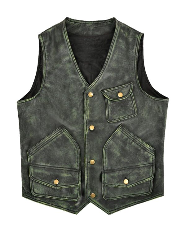 Lester Distressed Leather Vest