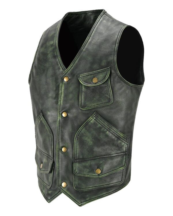 Lester Distressed Leather Vest - Image 3