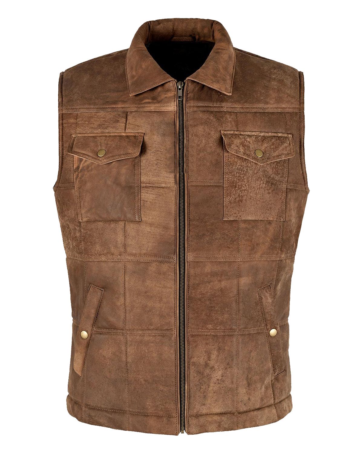 Men’s Brown Vintage Sheepskin Leather Vest