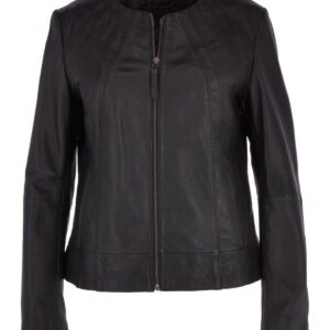 Maisy Collarless Sheepskin Leather Jacket