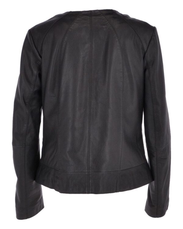 Maisy Collarless Sheepskin Leather Jacket - Image 4
