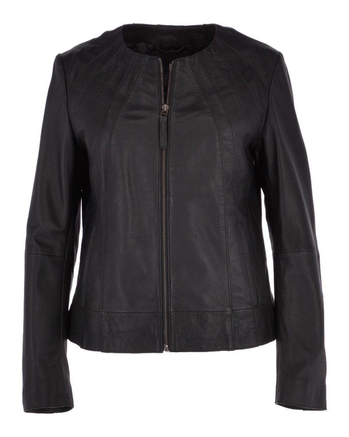 Maisy Collarless Sheepskin Leather Jacket