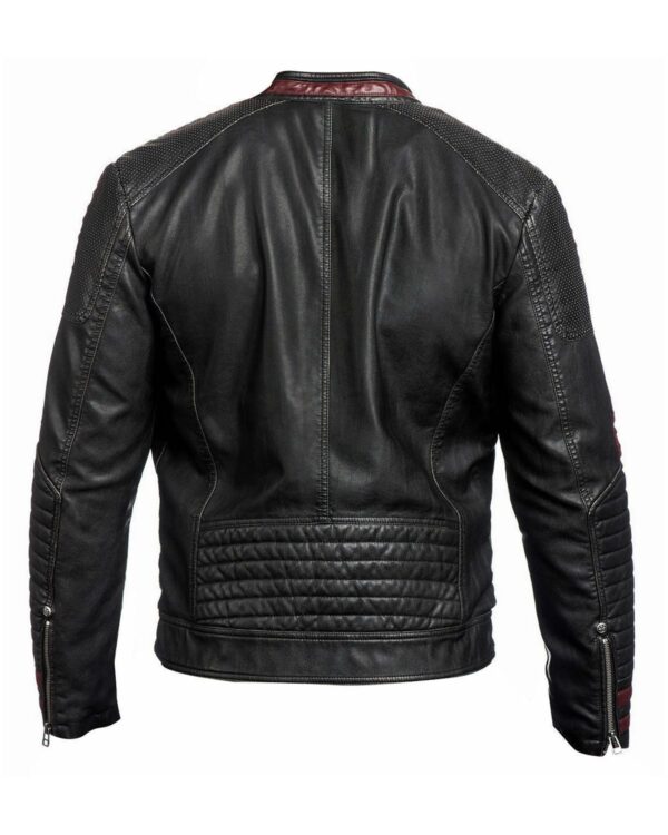 Caleb Biker Leather Jacket - Image 4