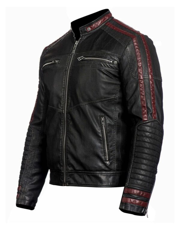 Caleb Biker Leather Jacket - Image 3