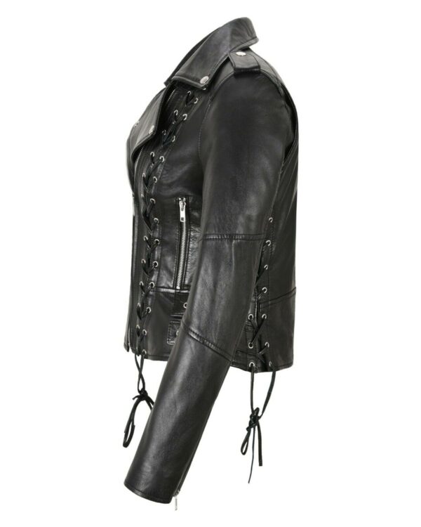 Pixie Biker Leather Jacket - Image 3