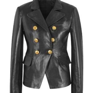 Women Classic Blazer Style Real Leather Jacket