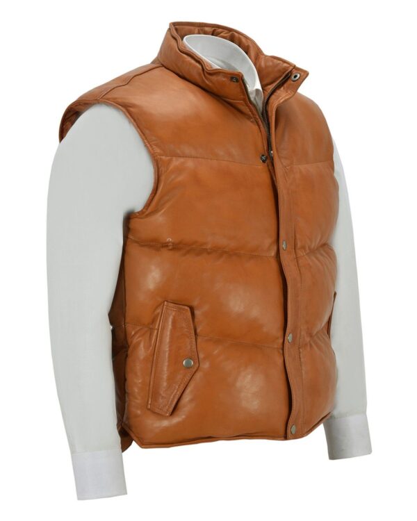 Rene Leather Puffer Vest - Image 3