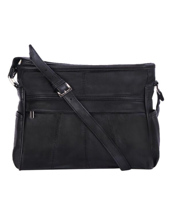 Women's Genuine Leather Crossbody Black Bag by BUNERI