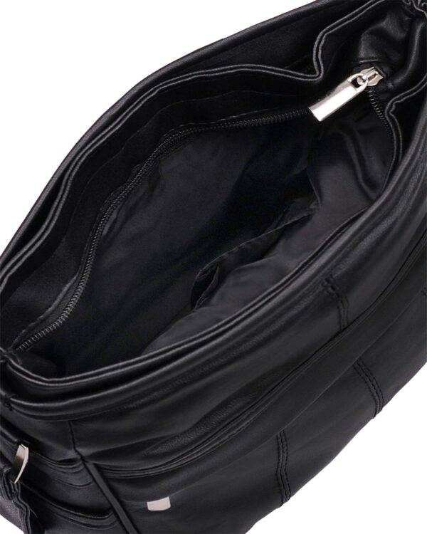 Women's Genuine Leather Crossbody Black Bag by BUNERI - Image 3