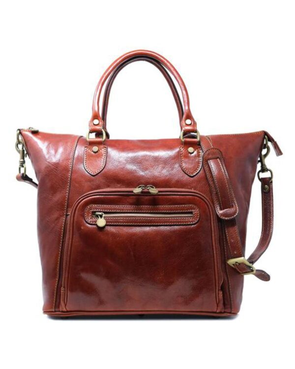 Women's  Two Multipurpose Pockets Full Grain Leather Handbag by BUNERI