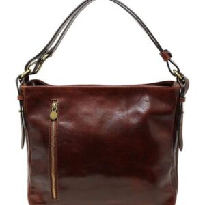 Inside Middle Zip Compartment Genuine Leather Handbag For Women by BUNERI
