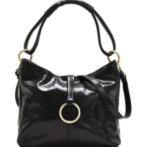 Full Grain Leather Brass Zipper And Hardware Handbag For Women by BUNERI