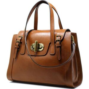 Magnetic Strap Closure Genuine Cowhide Leather Handbag For Women by BUNERI