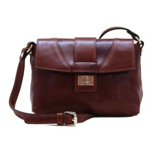 Twist Lock Closure Full Grain Leather HandbagFor Women by BUNERI