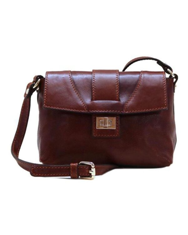 Twist Lock Closure Full Grain Leather HandbagFor Women by BUNERI