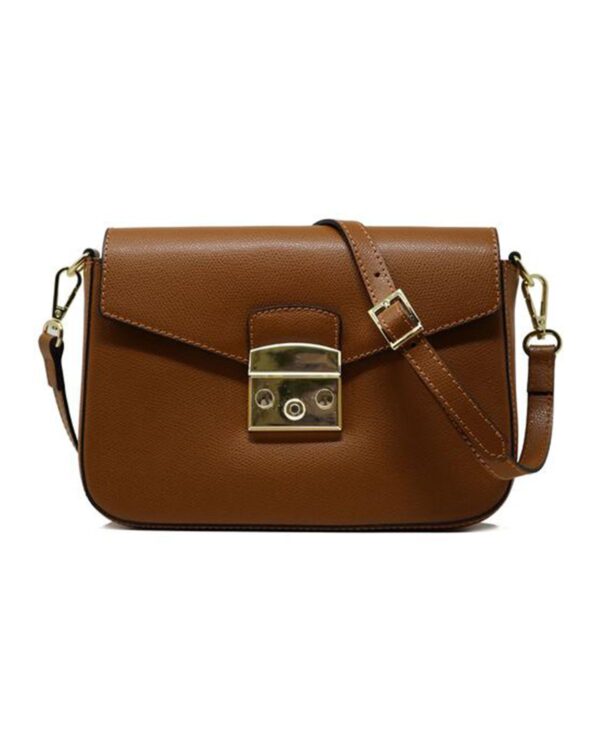 Latch Two Button Closure Crossbody Genuine Leather Bag For Women by BUNERI