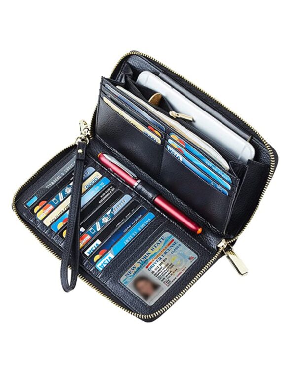 Women  Three Cash Pockets Pen Holder Genuine Leather Wallet by BUNERI - Image 4