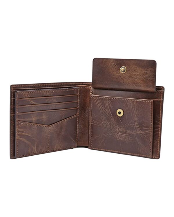 Men's Distressed Genuine Leather Six Card Slots Wallet by BUNERI - Image 3