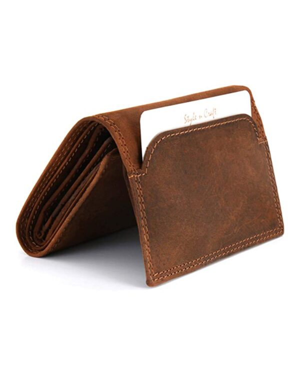 Men's Double Currency Compartments ID Pockets Real Leather Wallet by BUNERI - Image 3