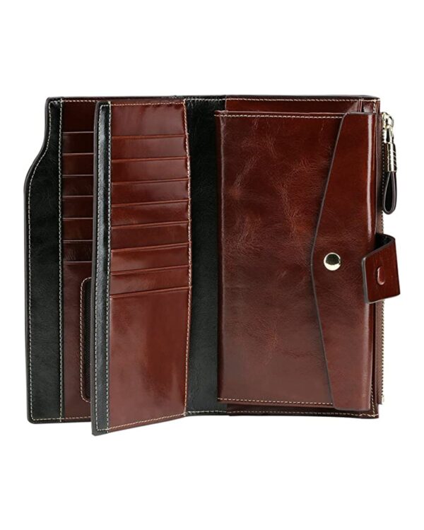 Twenty Card Slots Zipper Closure Women's Leather Wallet by BUNERI - Image 4