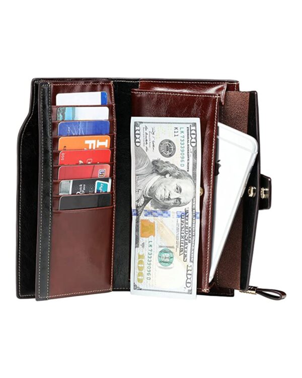 Twenty Card Slots Zipper Closure Women's Leather Wallet by BUNERI - Image 3