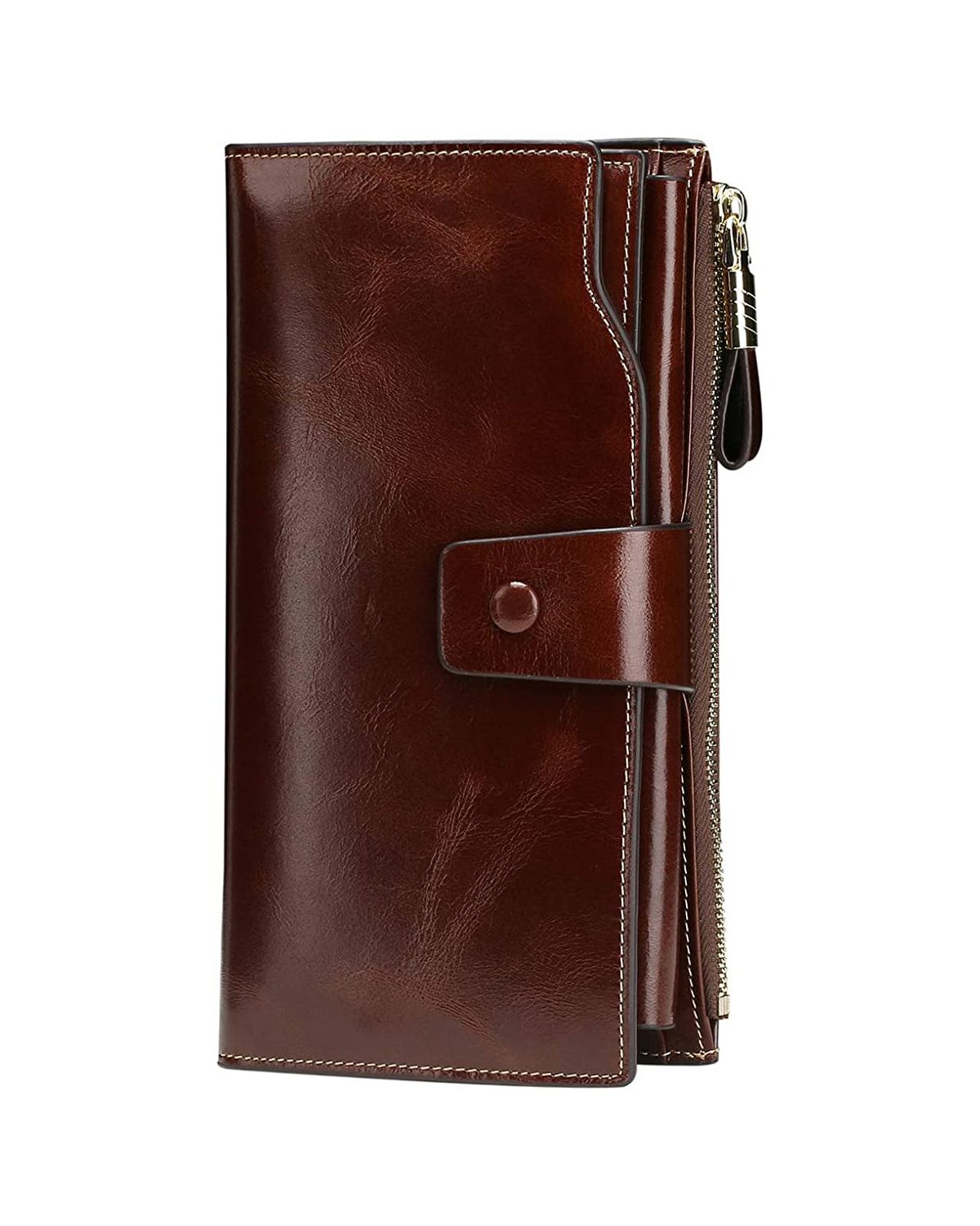 Twenty Card Slots Zipper Closure Women’s Leather Wallet by BUNERI