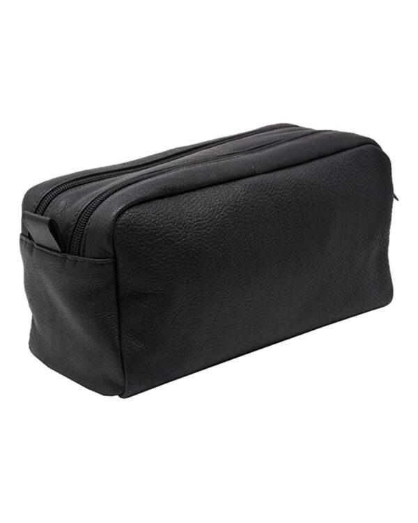 Men's Black Genuine Leather Carrying Handle Toiletry Bag by BUNERI - Image 4