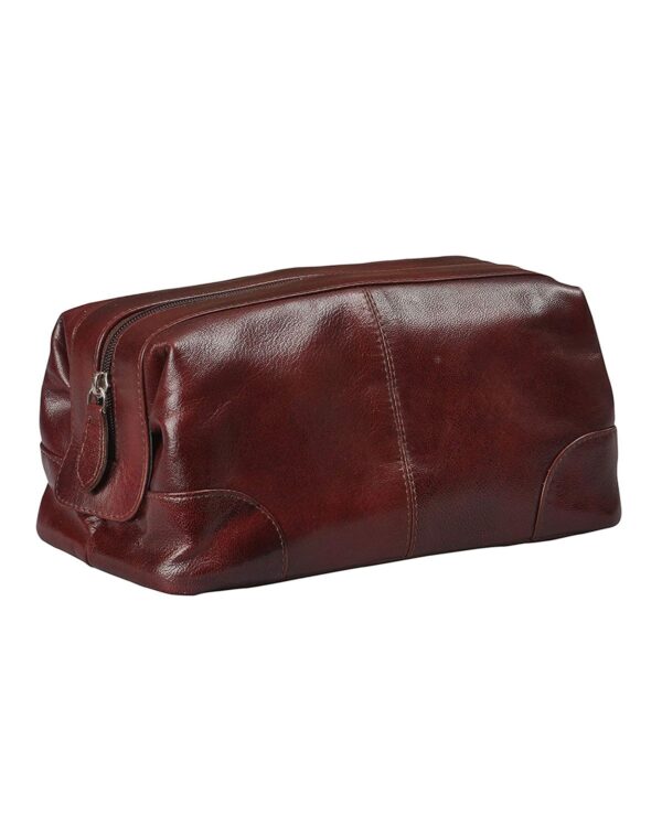 Classic Burgundy Color Men's Genuine Leather Toiletry Bag by BUNERI