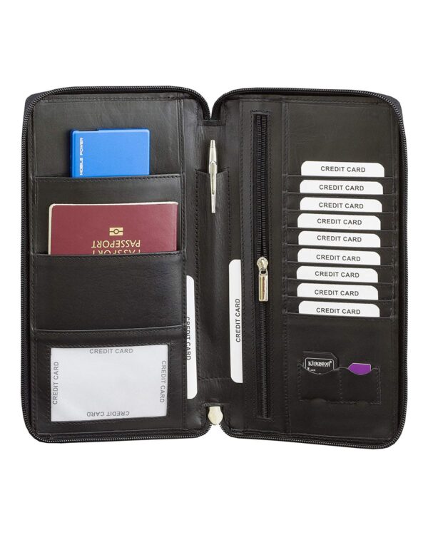 Women's Nine Card Slots Genuine Leather Travel Wallet Passport Holder by BUNERI - Image 4