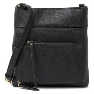 Women Two Front Zipper Pockets Genuine Leather Crossbody Bag by BUNERI