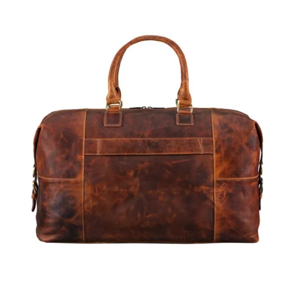 Vintage Brown Leather Luggage Bag - Image 6