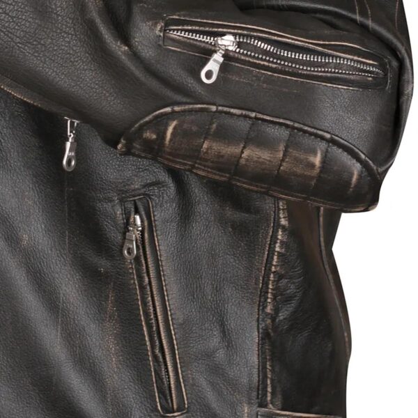 Men Cafe Racer Padded Leather Jacket - Image 6