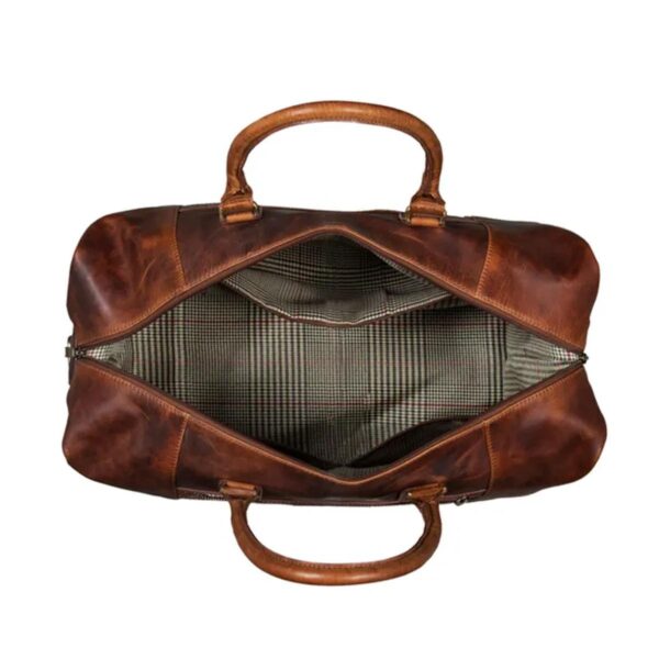 Vintage Brown Leather Luggage Bag - Image 7