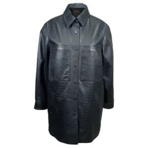 Women Leather Croco Shirt Jacket