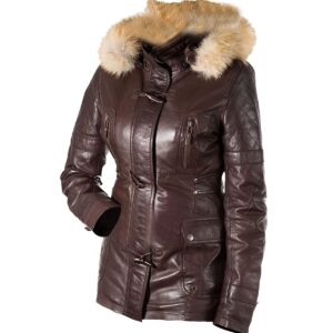Women B3 Bomber Hooded Classic Shearling Leather Jacket