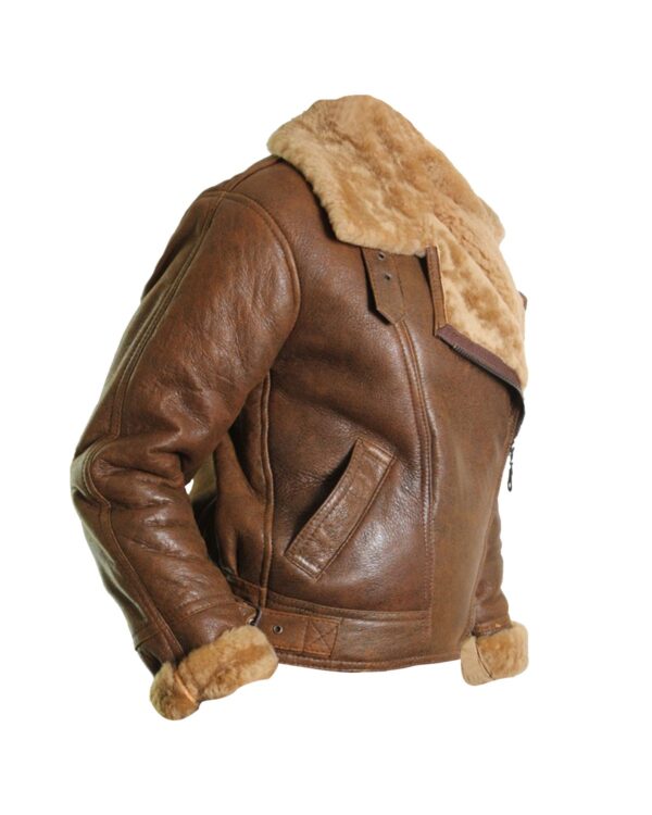 Women's Bomber Aviator Natural Leather Jacket - Image 3