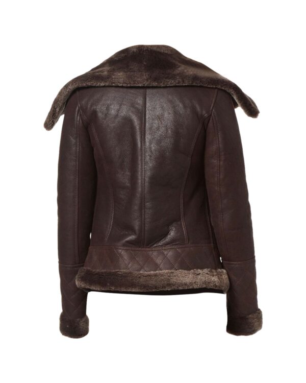 Women's Classic Biker Natural Leather Jacket in Dark Brown - Image 4