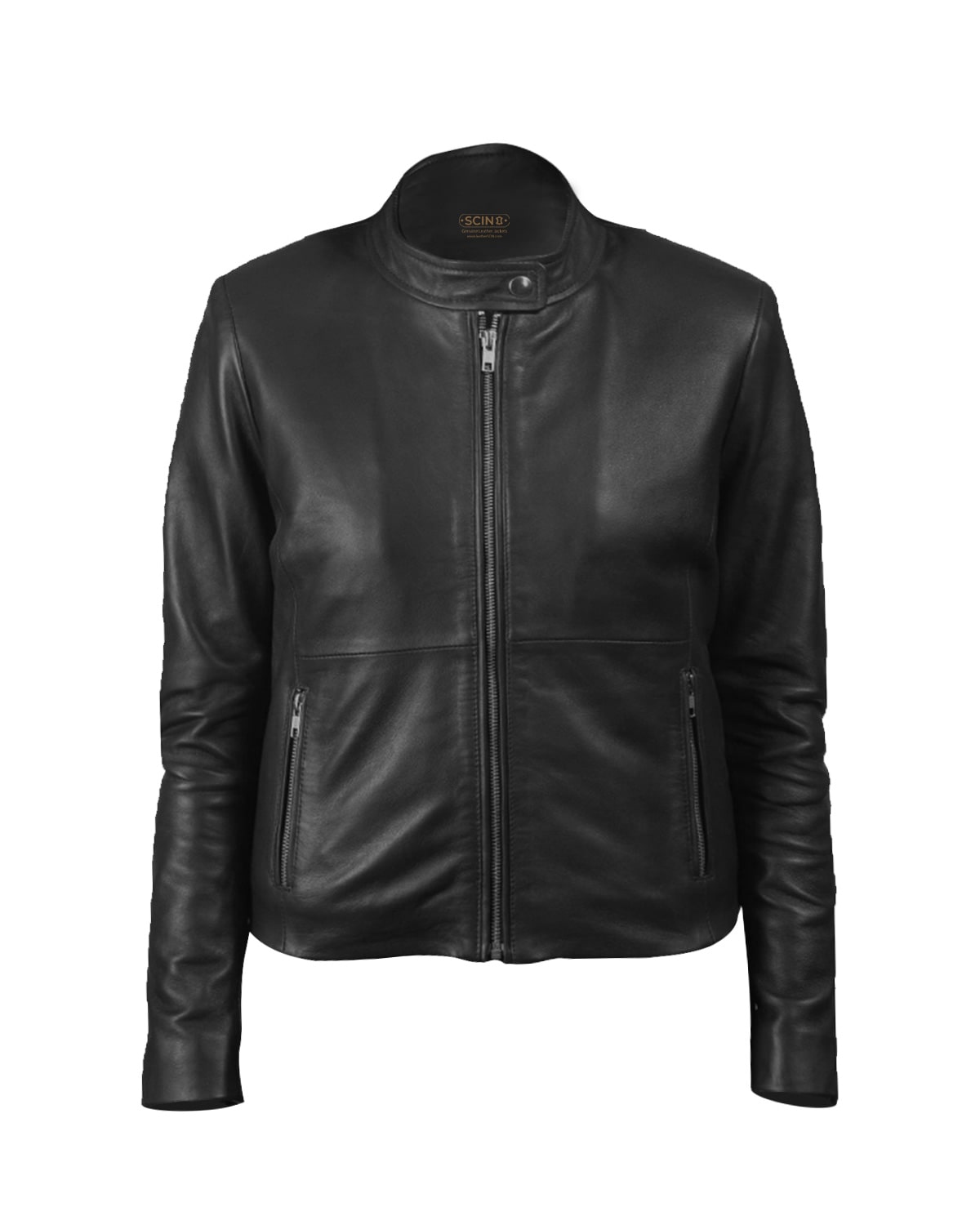 Women’s Classic Cafe Rider Sheepskin Leather Jacket Black