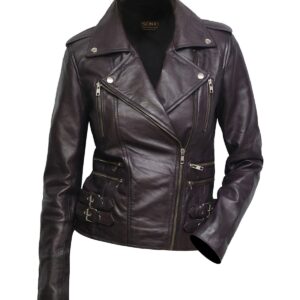 Elsa Retro Biker Leather Jacket