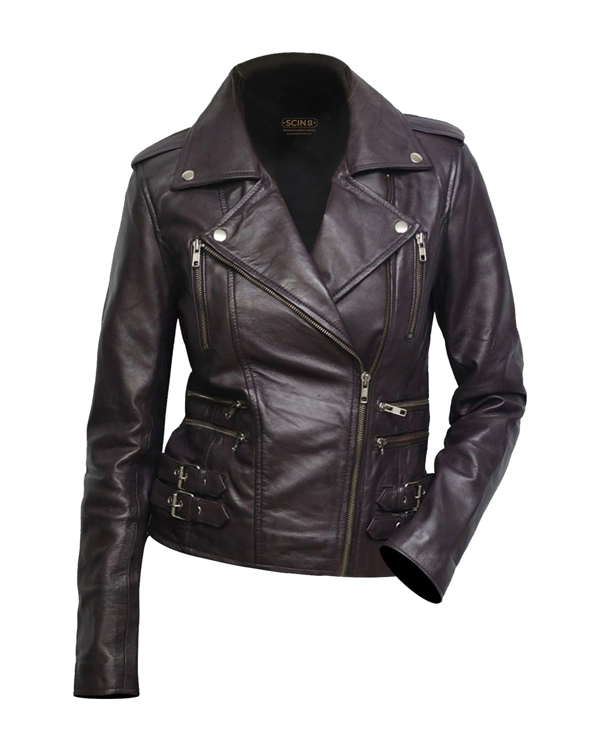 Elsa Retro Biker Leather Jacket