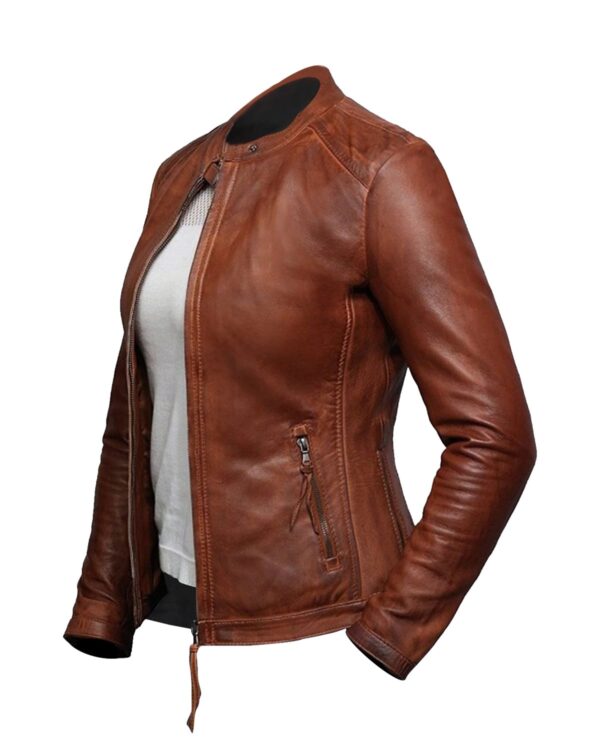 Ayla Biker Leather Jacket - Image 3