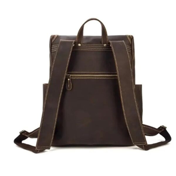 Slim Genuine Leather Backpack Brown Bag - Image 6