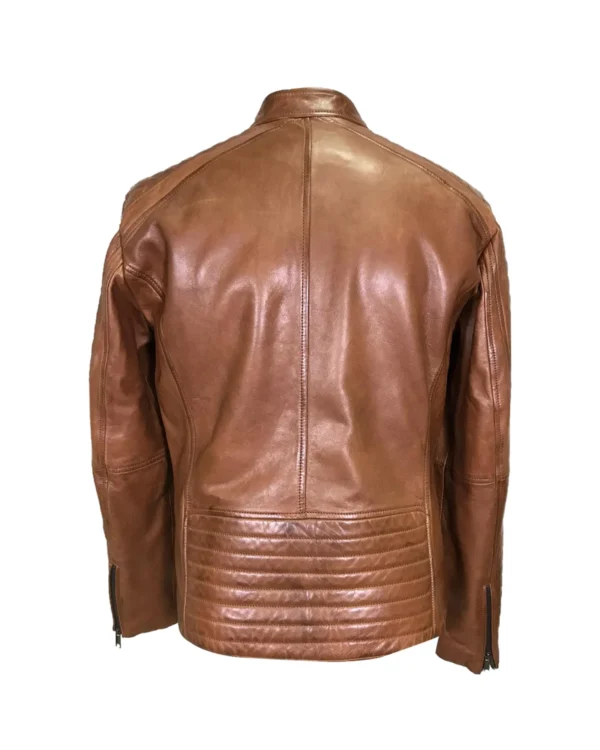 Zach Padded Biker Leather Jacket - Image 3