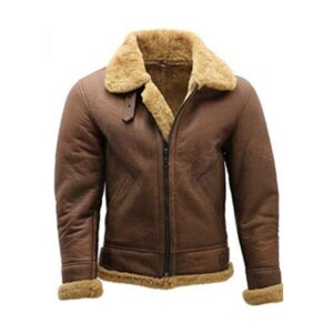 Men’s SUEDE Sheepskin Aviator LEATHER JACKET