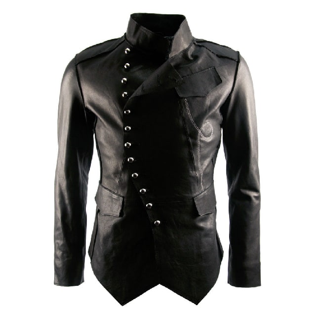 100% Classic Men’s Military Leather Biker Jacket