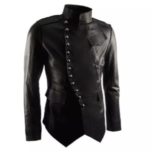 100% Classic Men’s Military Leather Biker Jacket