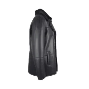 Alex Black Shearling Fur Driving Coat