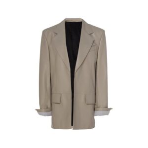 Attire From 80s Oversized Classy Grey Leather Blazer