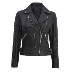 Classy Black Moto Racer Leather Jacket Womens